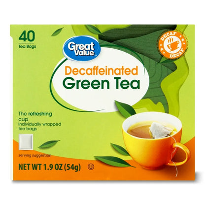 Great Value Decaffeinated Green Tea | 40 Bags; Exp 02/2028