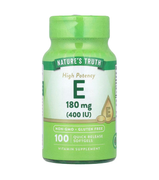 Nature's Truth Vitamin E 180mg (400 IU) | dl-Alpha Tocopheryl Acetate | Antioxidant Support | 100 Softgels; Exp 05/2028