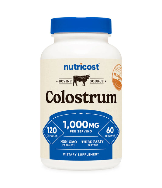 Nutricost Colostrum 1000 mg | Bovine Colostrum | Similar to Miracle Moo | 60 Servings | Boosts Immunity | Improves Gut Health | 120 Capsules; Exp 02/2028