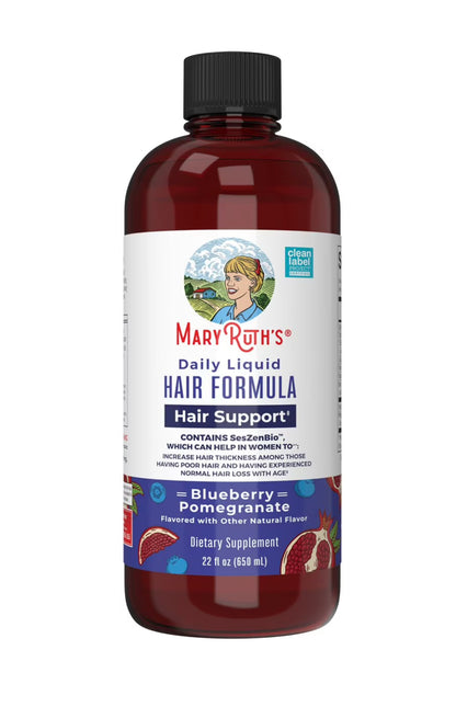 MaryRuth's Daily Liquid Hair Formula | Supports Hair Growth | Blueberry Pomegranate Flavor ~ 22 fl.oz; Exp 06/2027