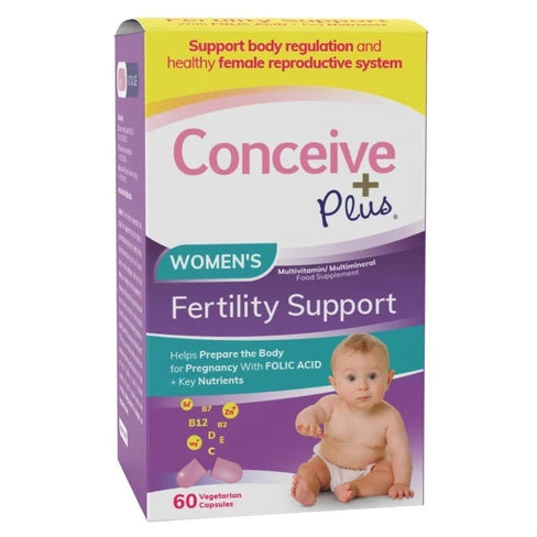 CONCEIVE PLUS Women's Fertility Support | Conception Prenatal Supplements for Her | Aids Hormonal Balance & Regular Cycles | With 23 Fertility Boosting Ingredients | 60 Capsules; Exp 02/2028