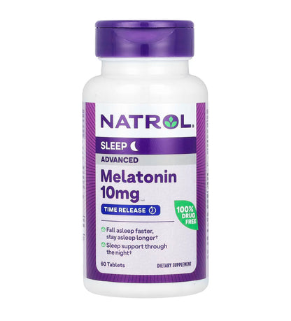 Natrol Melatonin 10mg Advanced | With Vitamin B6 | for Restful Sleep | Time Release | 60 Tablets, Exp 05/2026