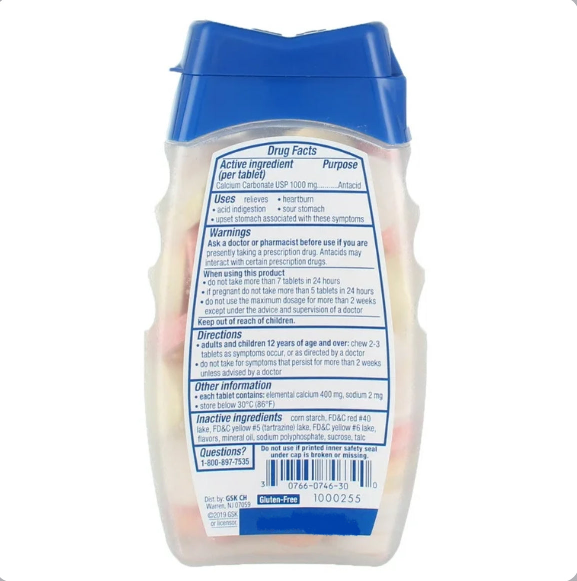 TUMS Ultra Strength Heartburn Relief Chewable Antacid Tablets | 1000mg Calcium Carbonate | Tropical Fruit Flavor | 72 Chewable; Tablets Exp 04/2028