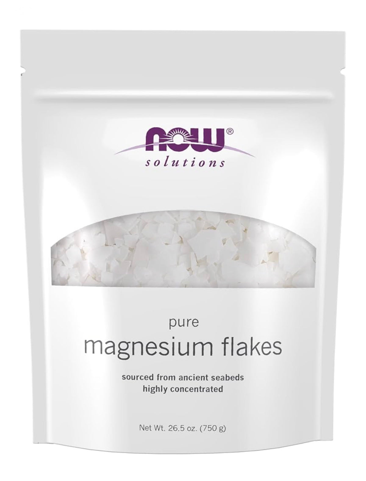 NOW Magnesium Bath Flakes | From Ancient Seabeds | Soothing Addition to Bath Water & Foot Baths | Improves Skin Hydration | 26.5oz/750g; Exp 03/2031