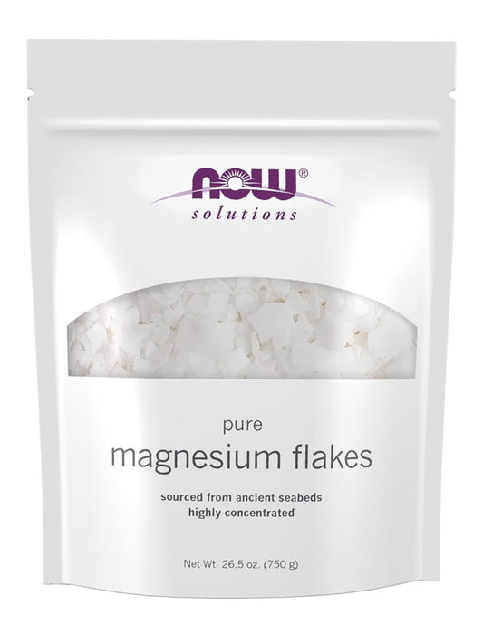 NOW Magnesium Bath Flakes | From Ancient Seabeds | Soothing Addition to Bath Water & Foot Baths | Improves Skin Hydration | 26.5oz/750g; Exp 03/2031