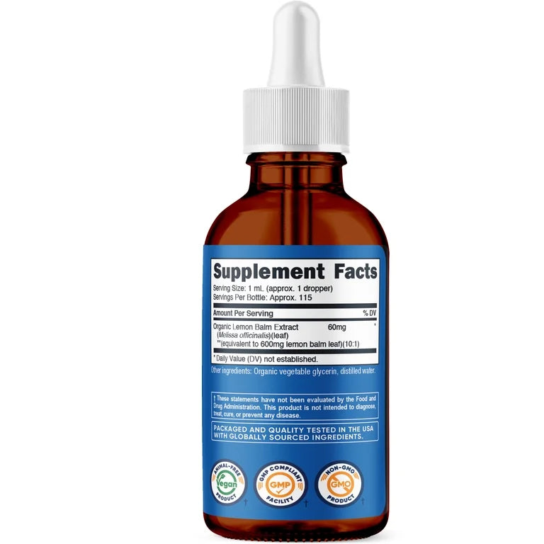 Nutricost Organic Lemon Balm Liquid Extract, Melissa Officinalis | Nervine Herb | Nerve-Soothing Support for Hectic Days & Busy Minds | 115 Servings | 3.8 Fl.oz/115ml; Exp 05/2028