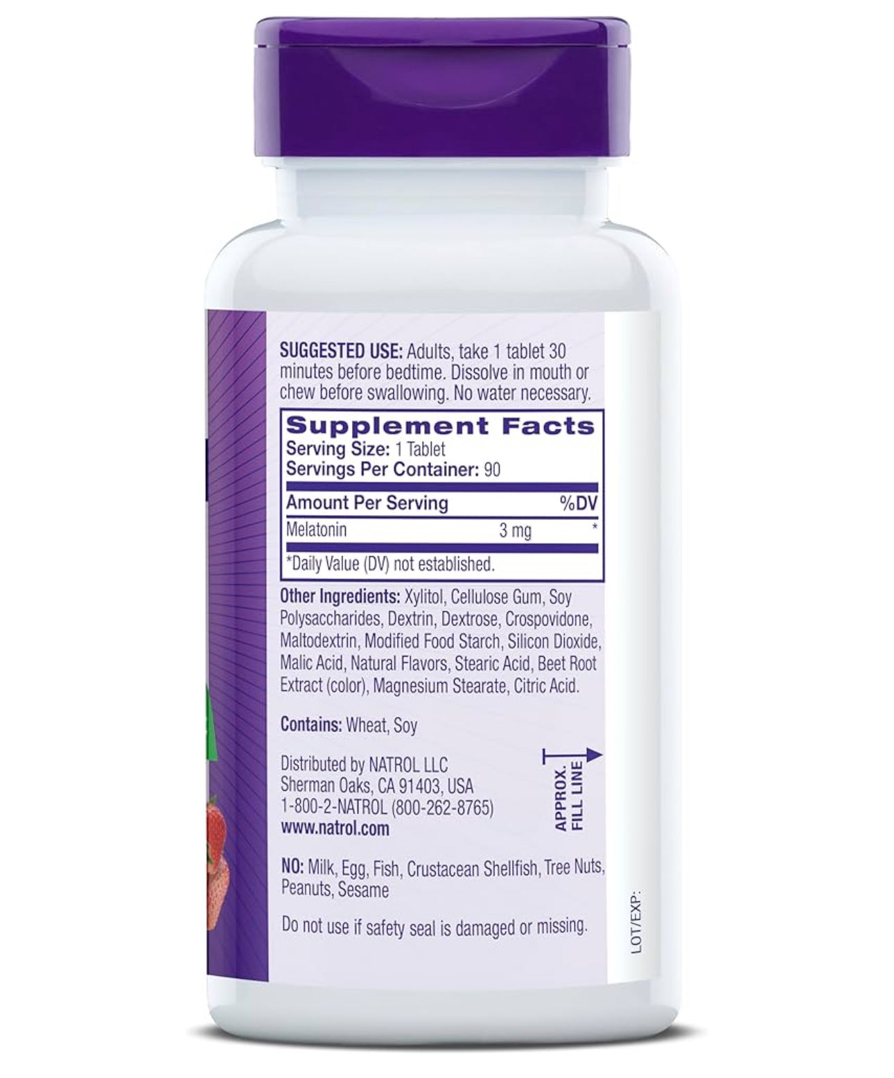 Natrol Fast Dissolve Melatonin 3 mg | 90 Day Supply | for Restful Sleep | Sleep Support for Adults | 90 Strawberry-Flavored Tablets, Exp 08/2025