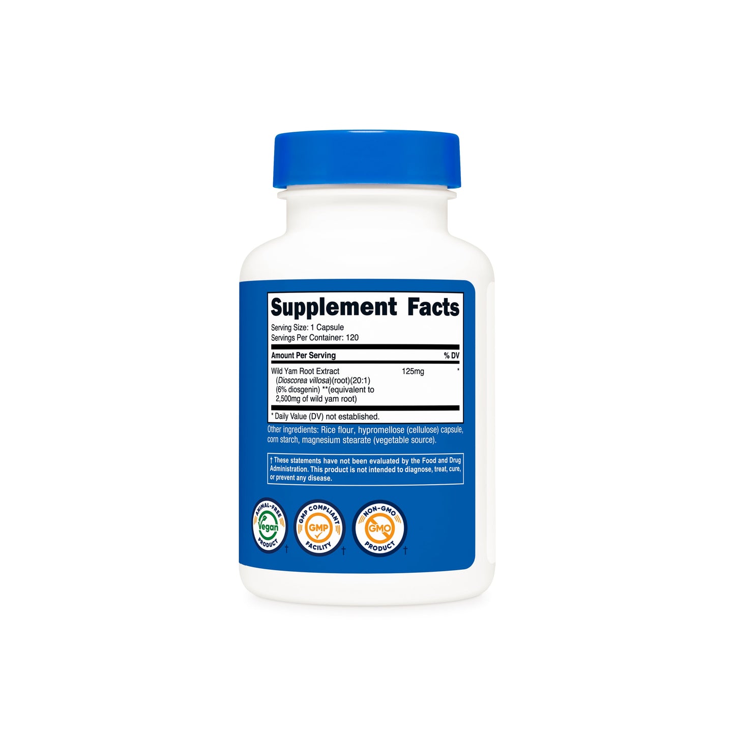 Nutricost Wild Yam Root 2500mg | Lowers Inflammation & Pain Levels | Uplevels Progesterone | Menopause Support | 120 Capsules; Exp 06/2028