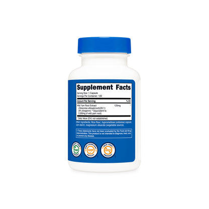 Nutricost Wild Yam Root 2500mg | Lowers Inflammation & Pain Levels | Uplevels Progesterone | Menopause Support | 120 Capsules; Exp 06/2028
