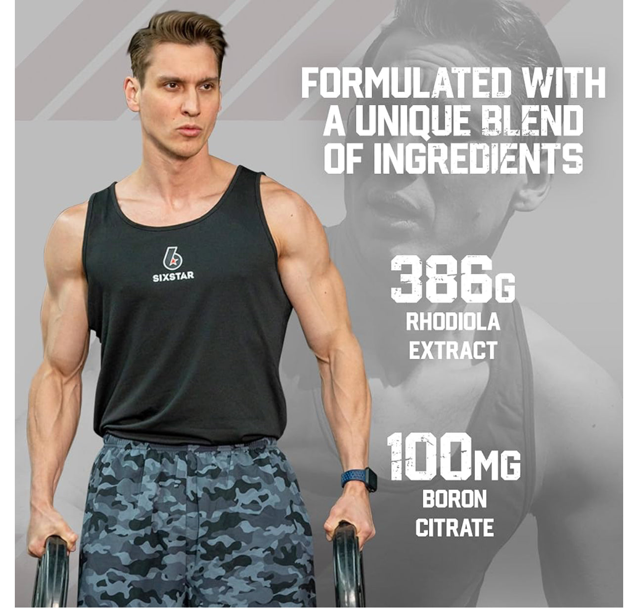 Six Star Nutrition Testosterone Booster for Men | With Rhodiola Extract & Boron Citrate | Male Workout Supplement for Muscle Growth, Stamina & Energy | 60 Caplets; Exp 06/2028