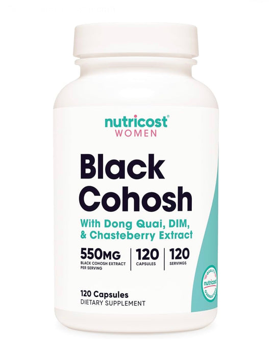 Nutricost Black Cohosh for Women (550mg) | With Dong Quai, DIM & Chaste Berry | 120 Capsules; Exp 06/2028