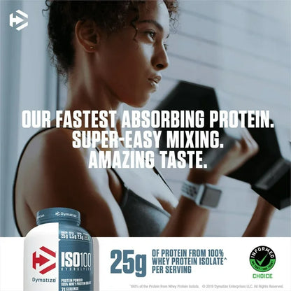 Dymatize ISO100® Hydrolyzed, 100% Whey Protein Isolate | 25g of Protein, 5.5g BCAAs, 2.6g Leucine | Utra-Fast Absorbing Performance Protein | Gourmet Vanilla Flavor~25.7 oz (730 g); Exp 05/2026