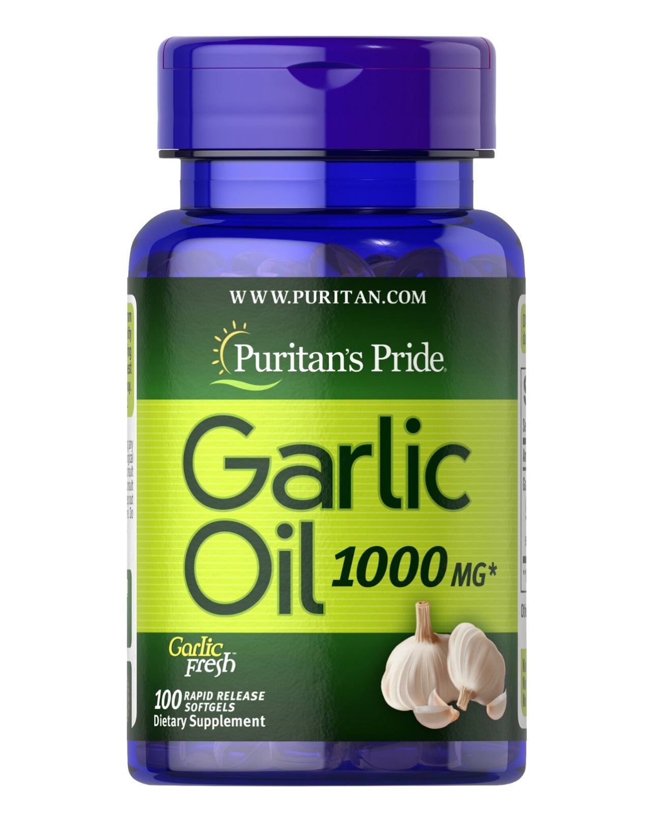 Puritan’s Pride Garlic Oil 1000mg | For Maintenance of Healthy Blood Flow & Promotes Healthy Circulation | 100 Rapid Release Softgels; Exp 02/2029