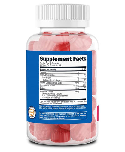 Nutricost Elderberry Extract Gummies With Vitamin C & Zinc | Supports Normal Immune Function | 90 Gummies; Exp 01/2029