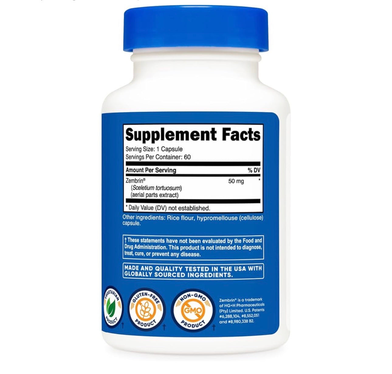 Nutricost Sceletium Tortuosum 50mg (Zembrin) | Stress & Mood Support | 60 Capsules; Exp 12/2028