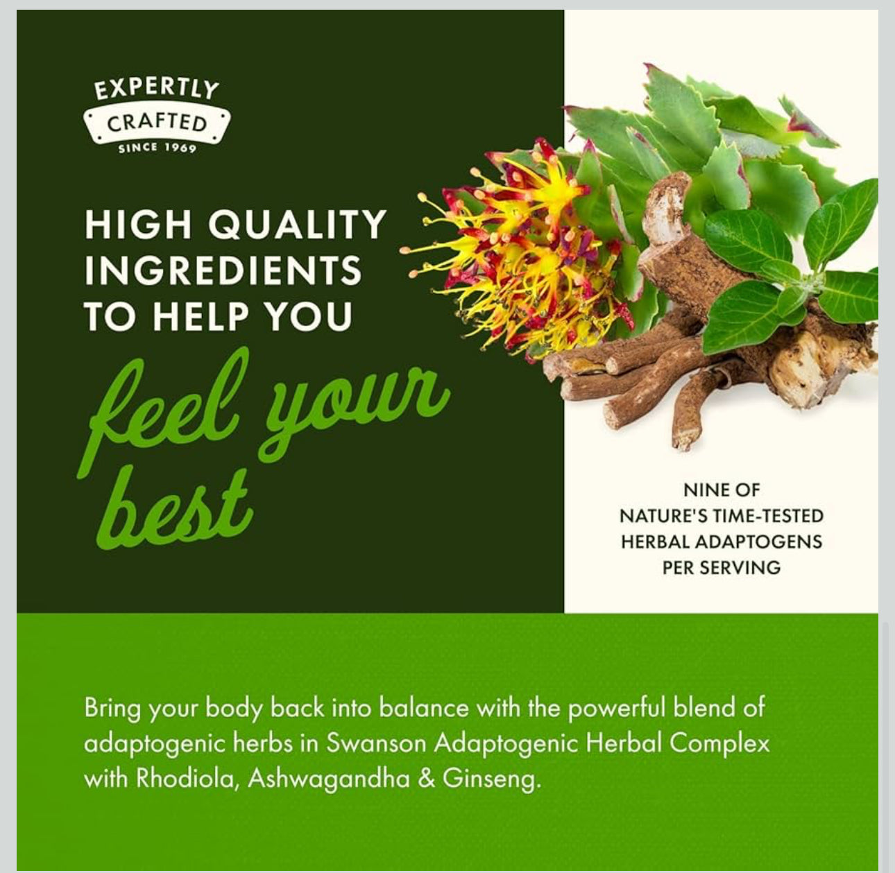 Swanson Adaptogenic Herbal Complex | with Rhodiola, Ashwagandha & Ginseng | Stress Support | Supports Energy & Overall
Immune Function | 60 Capsule; Exp 04/2028