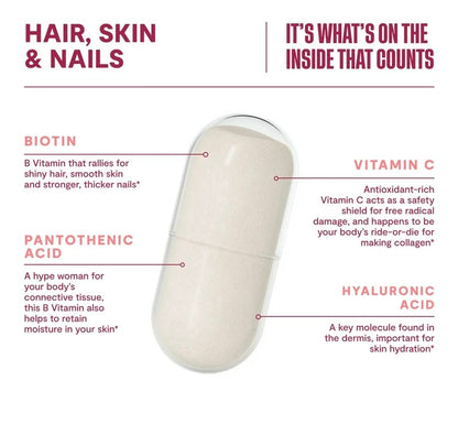 HABIT Hair, Skin & Nails Multivitamin | Vitamins A & C, Biotin, RoseHips, Hyaluronic, Acid | 60 Capsules; Exp 02/2027