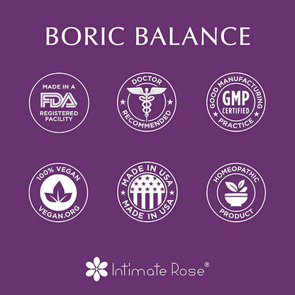 Intimate Rose Boric Balance - Boric Acid Vaginal Suppositories | 30 Suppositories; Exp 01/2028
