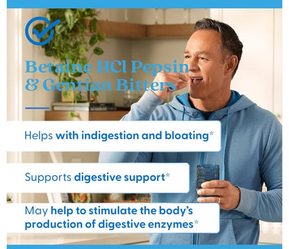 Doctor's Best Betaine HCl (hydrochloride) 650mg | with Pepsin & Gentian Bitters | Digestive Enzymes for Protein Breakdown & Absorption | 120 Capsules; Exp 06/2026 *New Look