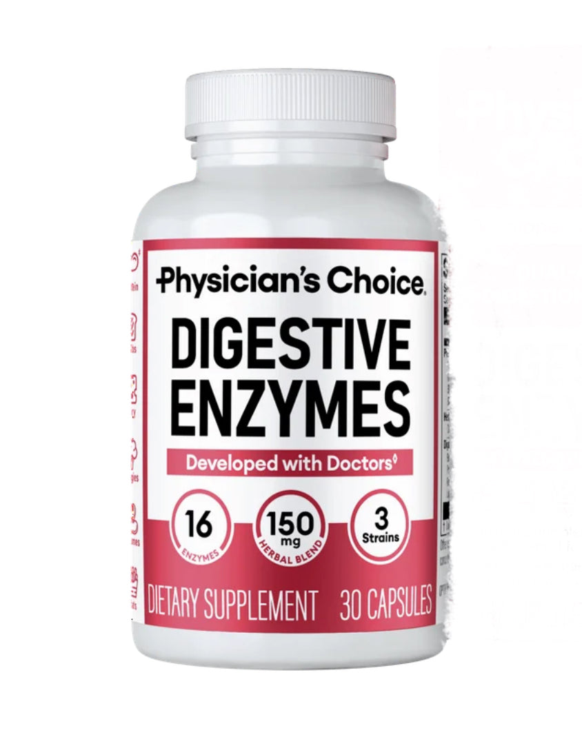 Physician's Choice Digestive Enzymes  | Multi Enzymes, Organic Prebiotics & Probiotics for Digestive Health & Gut Health | Relief from Meal Time Discomfort & Bloating | For Men and Women | 30 Capsules; Exp 02/2027