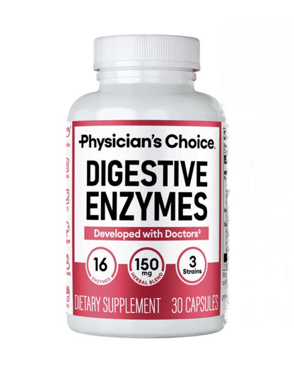 Physician's Choice Digestive Enzymes  | Multi Enzymes, Organic Prebiotics & Probiotics for Digestive Health & Gut Health | Relief from Meal Time Discomfort & Bloating | For Men and Women | 30 Capsules; Exp 02/2027