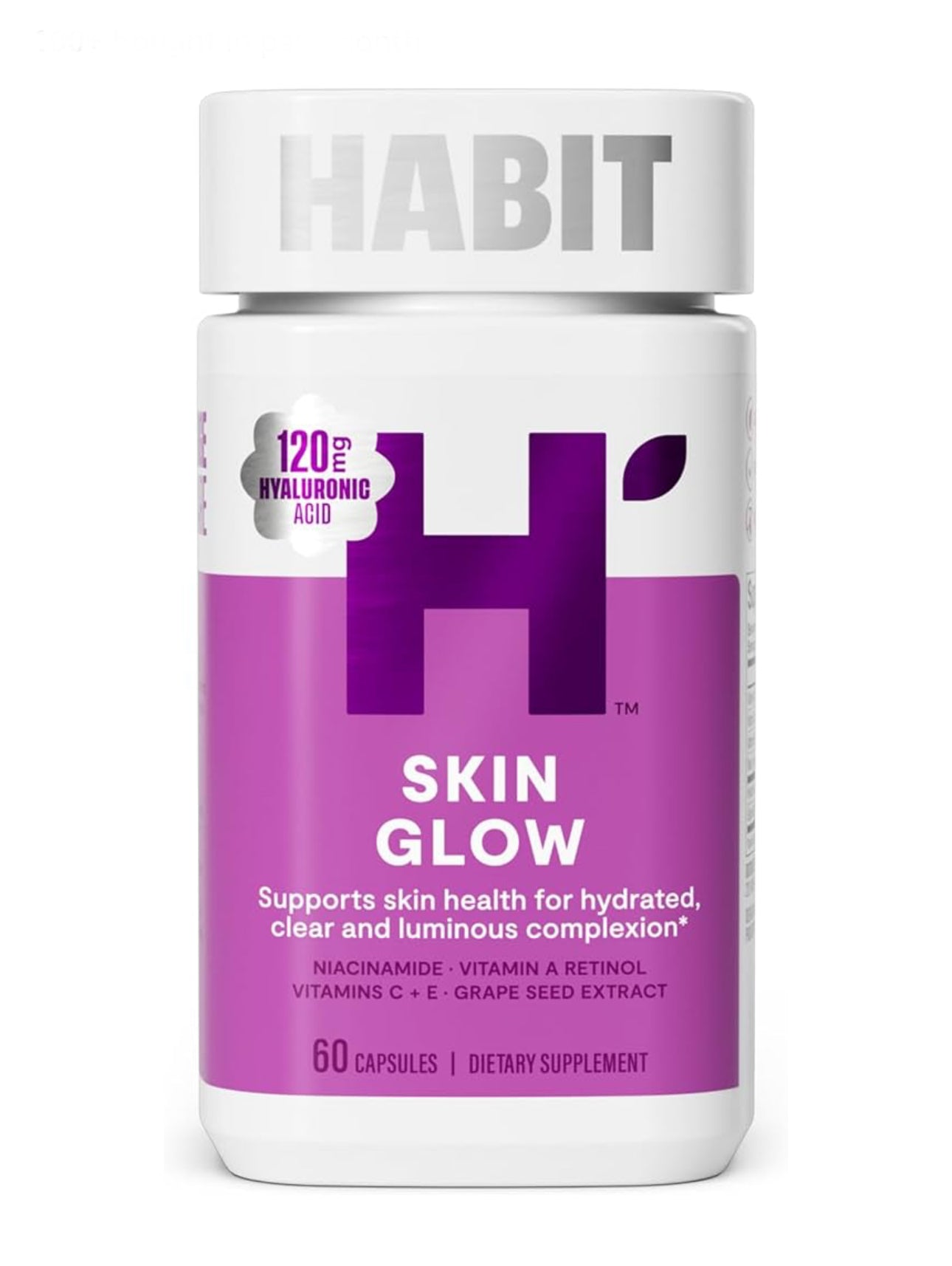 Habit Skin Glow | Promotes a Healthy Skin Glow | With Hyaluronic Acid, Niacinamide, Grape Seed and Vitamins A, C & E | 60 Capsules; Exp 06/2027