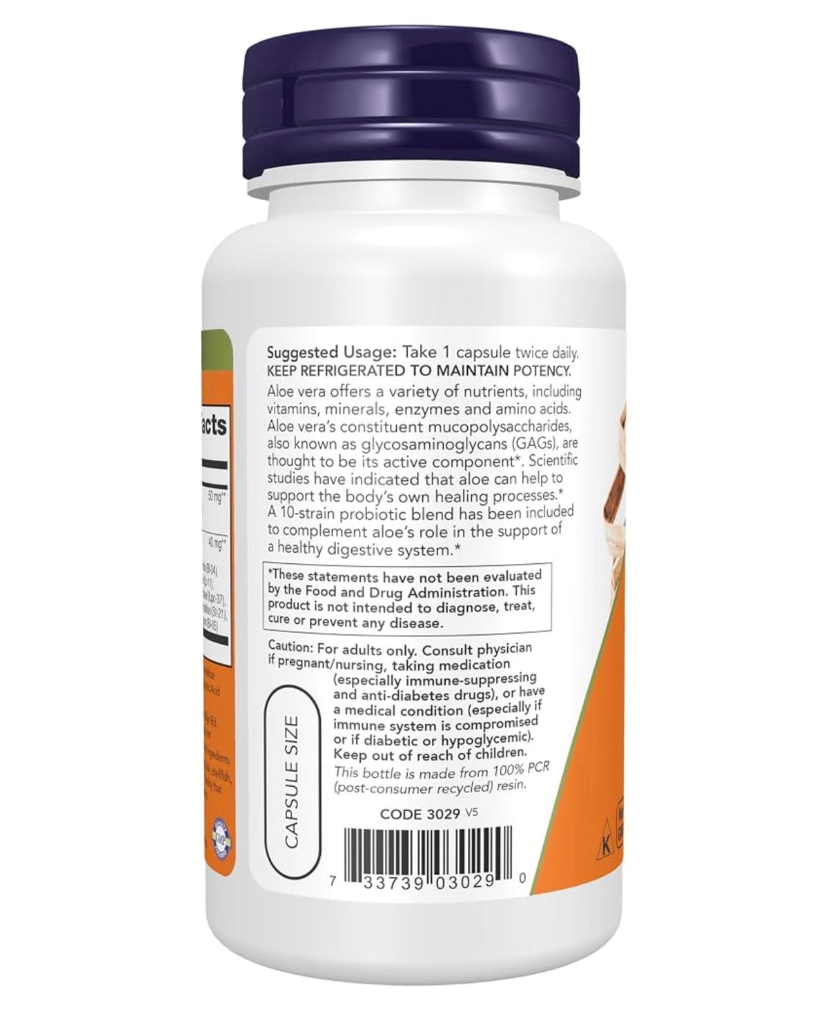 NOW Aloe 10,000 & Probiotics with 10-Strain (5 Billion CFU) Probiotic Blend | 60 Capsules; Exp 05/2028