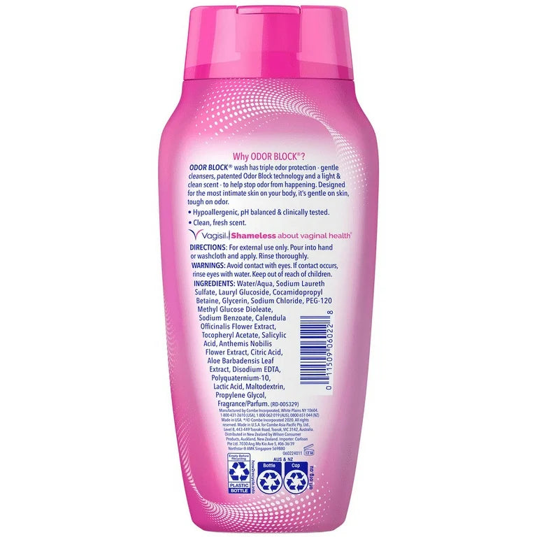 Vagisil Odor Block Daily Intimate Vaginal Feminine Wash | Triple Odor Protection | For a Healthy Microbiome | 12oz/354ml