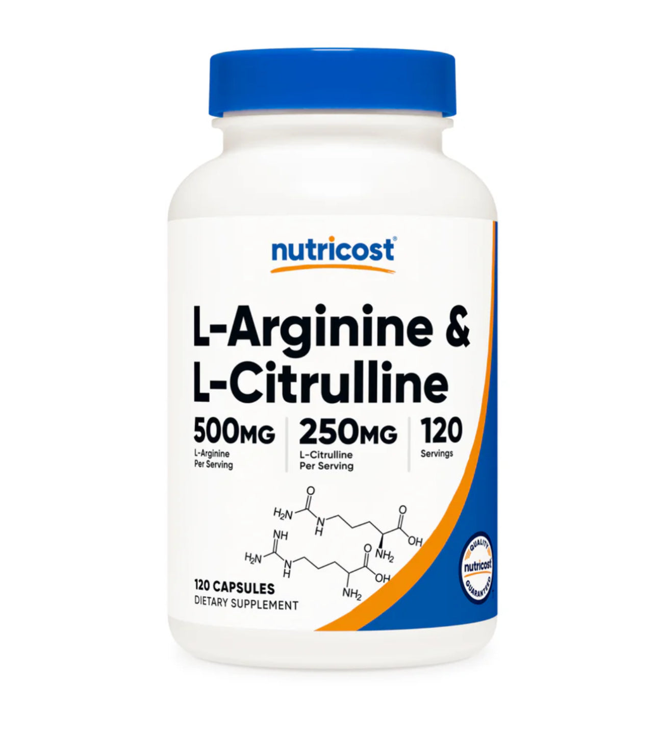 Nutricost L-Arginine (500mg) L-Citrulline (250mg) Complex | Integral to Protein Metabolism & Utilization and Maintenance of Muscle Tissue |120 Capsules; Exp 05/2028