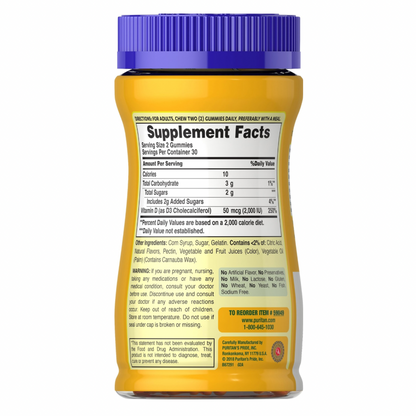 Puritan’s Pride Vitamin D3 Gummies | 2000iu [50 mcg] |  60 Gummies; Exp 03/2027