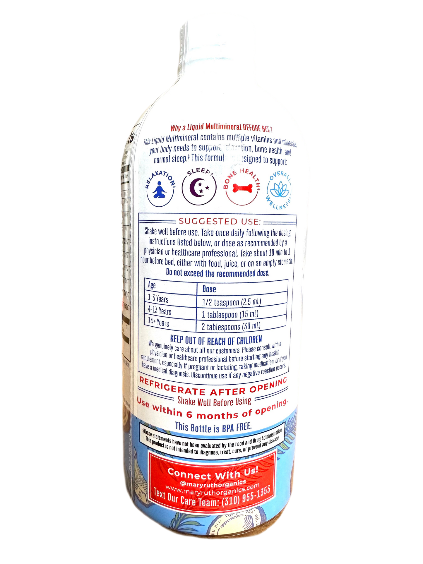 MaryRuth’s Organics Liquid Nighttime Multimineral | For the Whole Family (1 Year & Above) | Bedtime Routine with Magnesium Citrate, Calcium, Zinc, Vitamin D3, MSM, Chromium | Coconut Dream, 22oz/650ml; Exp 04/2027