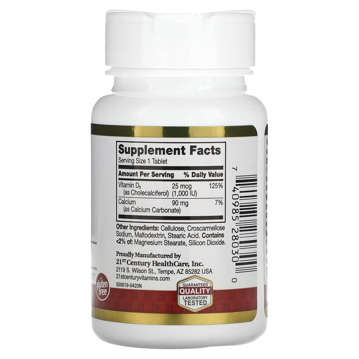 21st Century Vitamin D3 25mcg (1,000IU) | Supports Strong Bones & Teeth | Immune System | 60 Tablets, Exp 08/2027