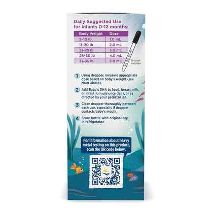 Nordic Naturals Baby’s DHA 1050 mg |  15 Day Supply | Plant-Based Omega-3 | Supports Brain & Vision Development in Babies | Unflavored ~ 2 fl.oz/60 ml; Exp 09/2028