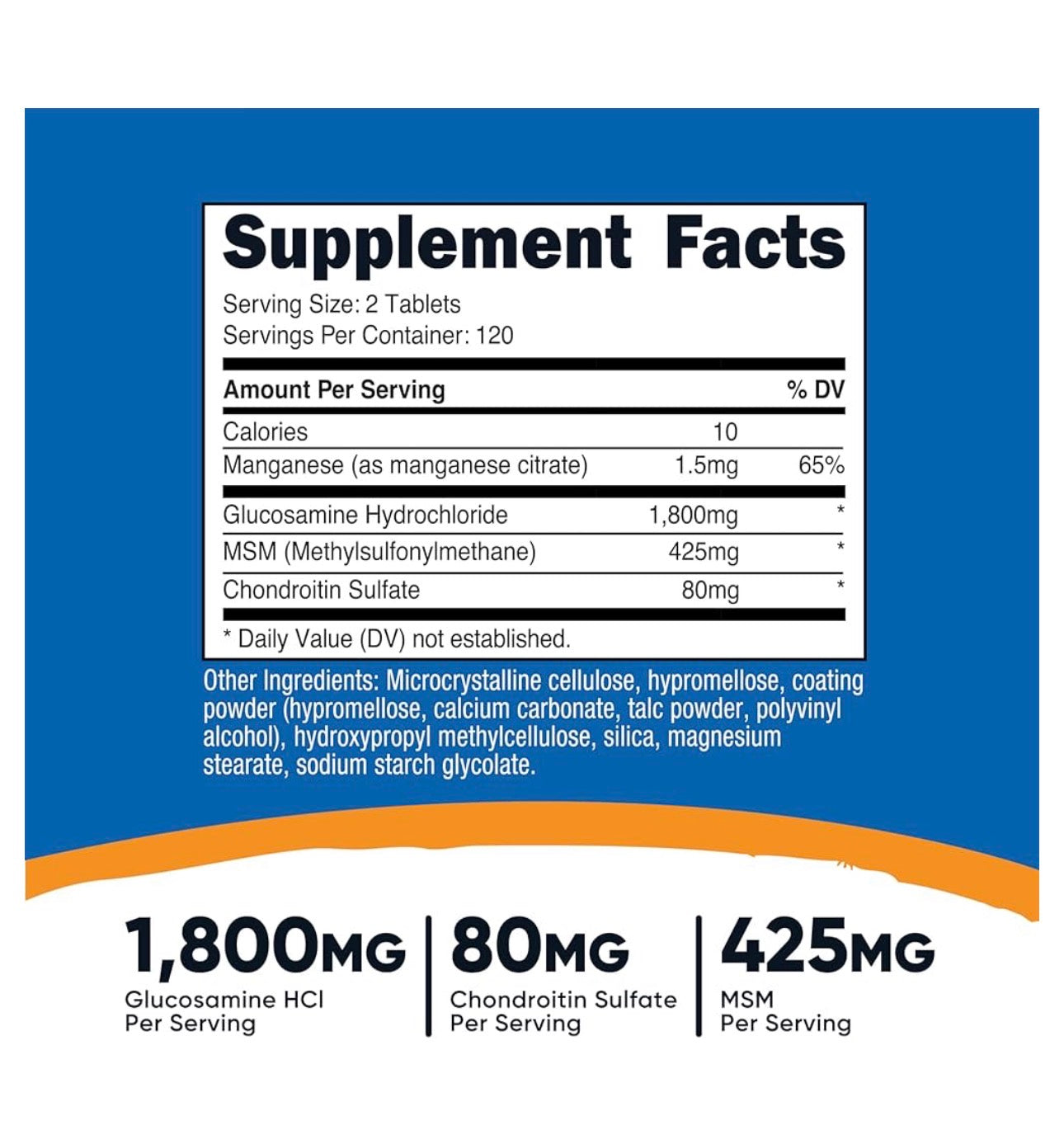 Nutricost Glucosamine 1800mg with Chondroitin & MSM | Promotes Normal Joint Mobility & Comfort | 240 Tablets; Exp 03/2029