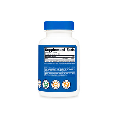 Nutricost Biotin 10,000mcg | Supports Energy Production & Amino Acid Metabolism | Promotes Normal Immune Function | 120 Capsules; Exp 01/2028