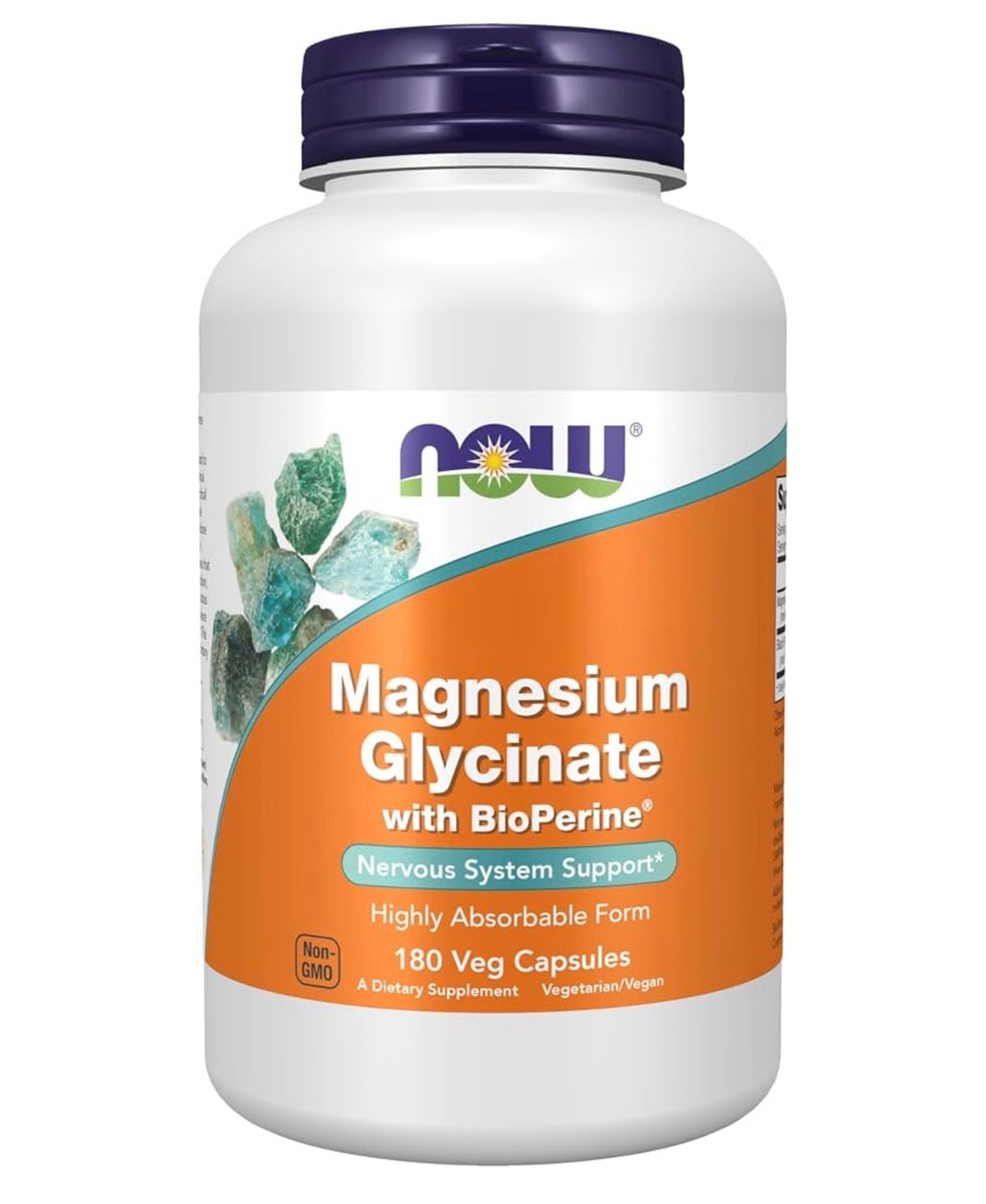 NOW Magnesium Glycinate with BioPerine | Highly Absorbable Form | Sleep Support & Stress Relief | 180 Capsules; Exp 06/2028