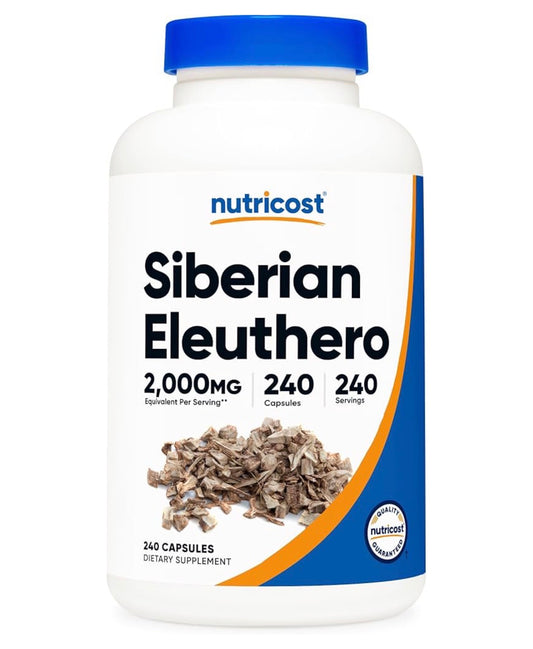 Nutricost Siberian Eleuthero 2000mg | Adaptogen | Supports Your Body's Natural Ability to Adapt to the Stress of Everyday Life | 240 Capsules; Exp 08/2028
