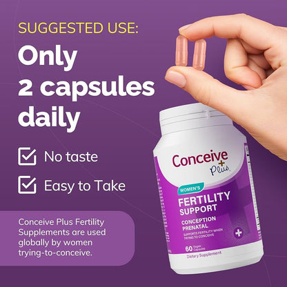 CONCEIVE PLUS Women's Fertility Support | Conception Prenatal Supplements for Her | Aids Hormonal Balance & Regular Cycles | With 23 Fertility Boosting Ingredients | 60 Capsules; Exp 08/2028 *New look