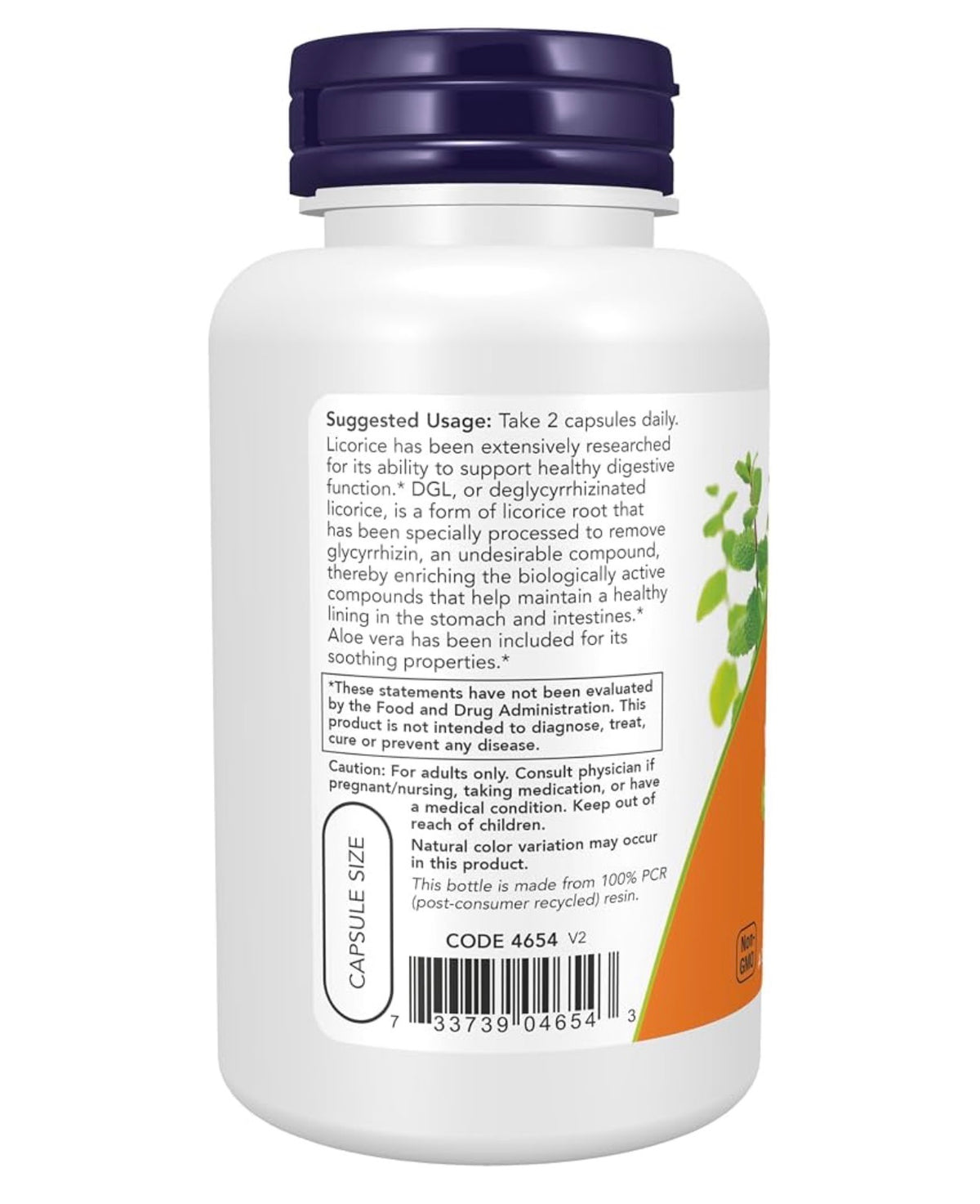 NOW DGL 400mg with Aloe Vera | Deglycyrrhizinated Licorice | Digestive System Support | 100 Capsules; Exp 05/2029