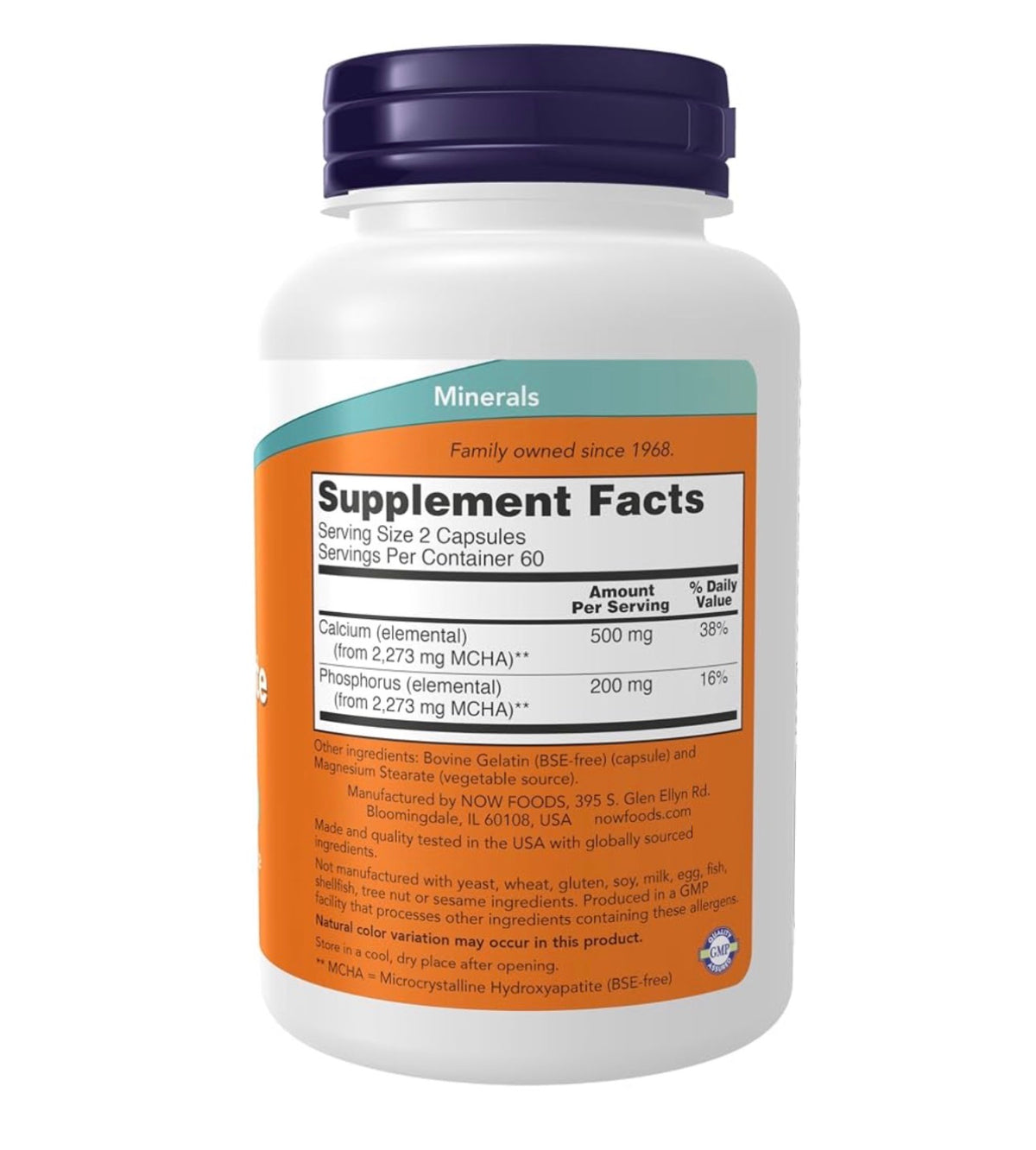 NOW Calcium Hydroxyapatite | Bioavailable Calcium | Supports Bone Health | 120 Capsules; Exp 06/2031