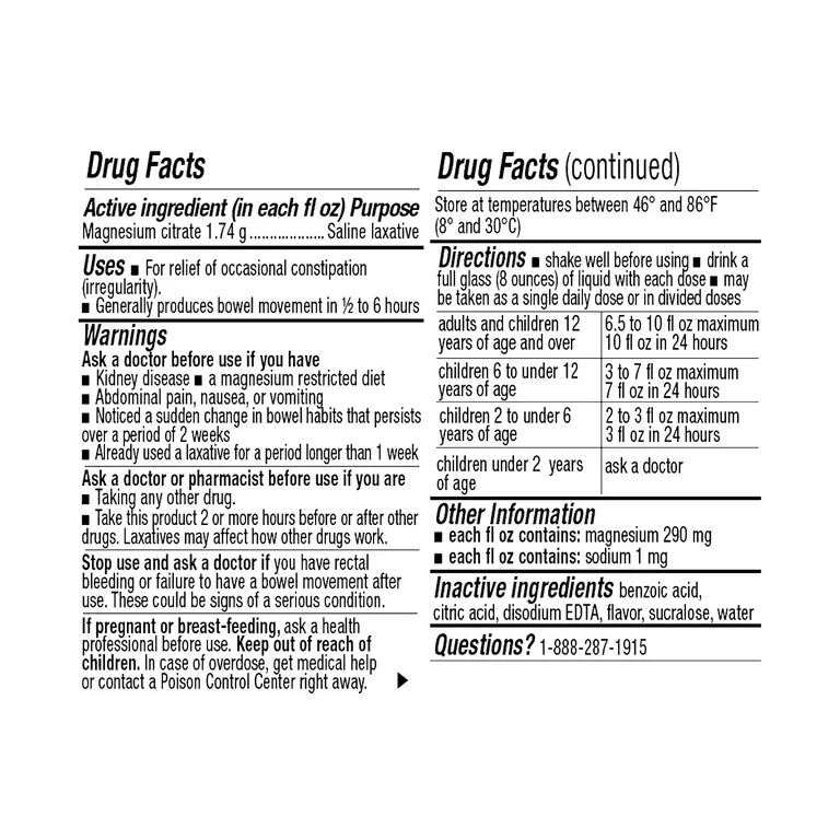 Equate Magnesium Citrate Saline Laxative | Relieves of Occasional Constipation | Lemon Flavor ~ 10oz/296ml; Exp 04/2029