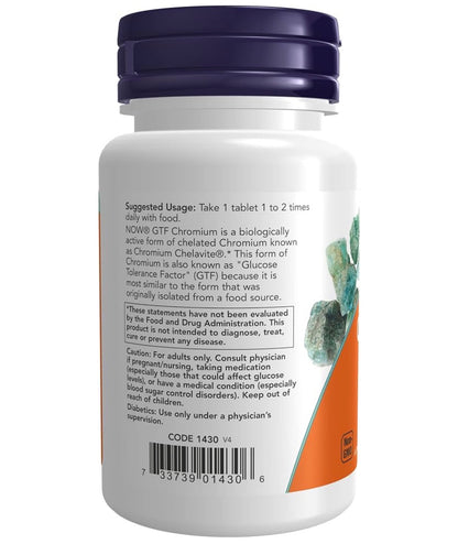 NOW GTF Chromium 200 mcg | Bioactive Chelated Chromium | Insulin Co-Factor | Supports Healthy Glucose Metabolism | 100 Capsules; Exp 04/2031