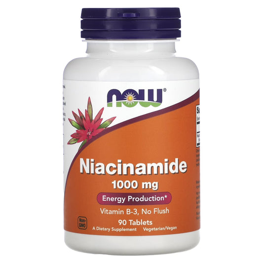 NOW Niacinamide 1000mg Vitamin B3 | No Flush | Supports Energy Production | 90 Tablets; Exp 02/2028