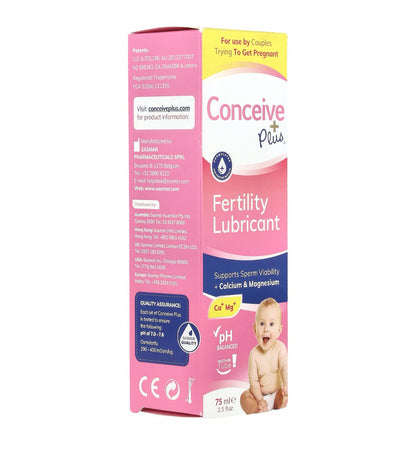CONCEIVE PLUS Fertility Lubricant | Supports Sperm Viability | Fertility Friendly | For Use By Couples Trying To Get Pregnant | Mimics Fertile Fluids | 𝐌𝐮𝐥𝐭𝐢-𝐔𝐬𝐞 𝐓𝐮𝐛𝐞 - 𝟕𝟓𝐦𝐥; Exp 02/2028