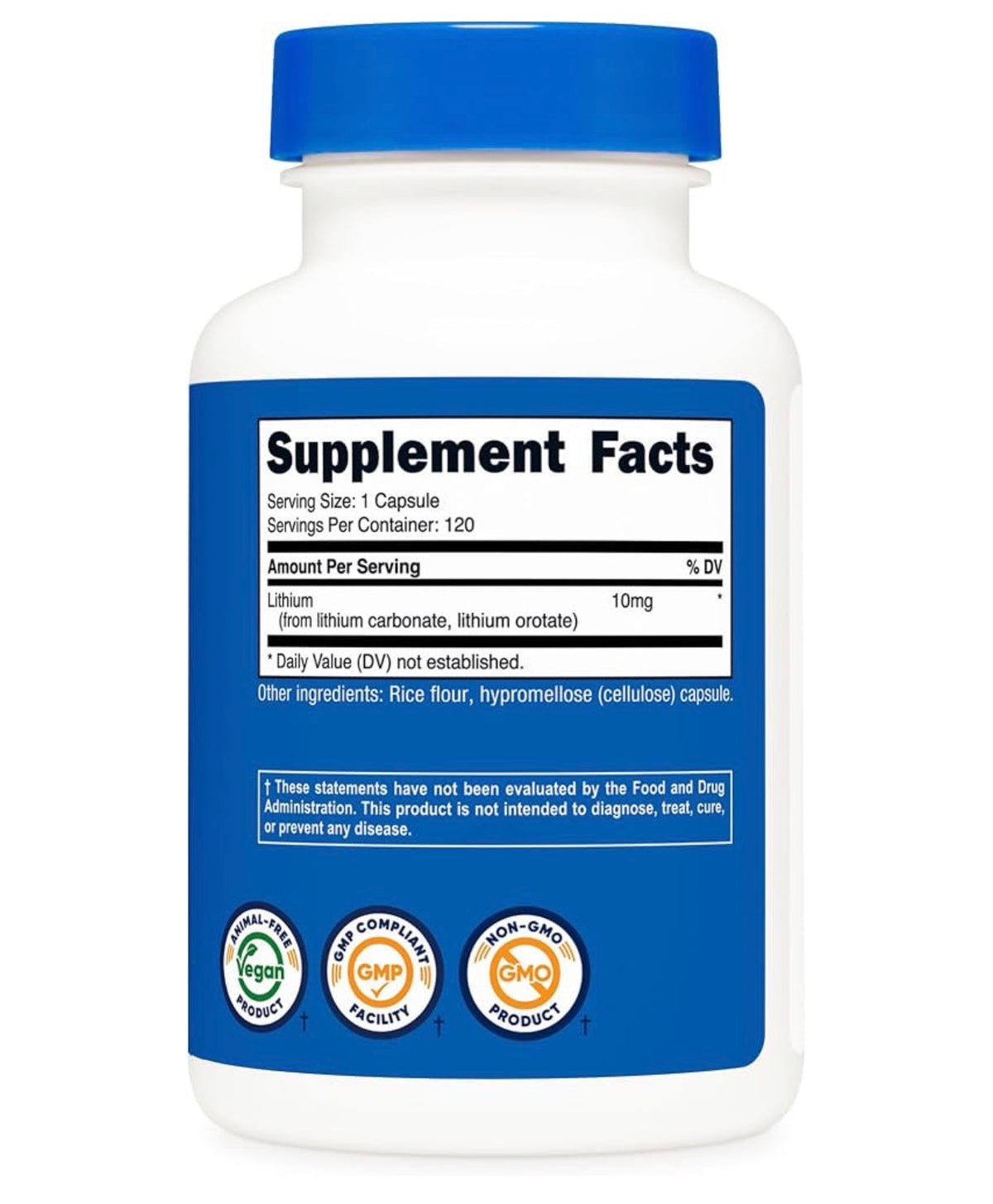 Nutricost Lithium Ororate 10mg | Brain and Nervous System Health | Supports Healthy Mood, Emotional Wellness, Behavior, Memory & Neurotransmitter Activity | 120 Capsules; Exp 09/2028