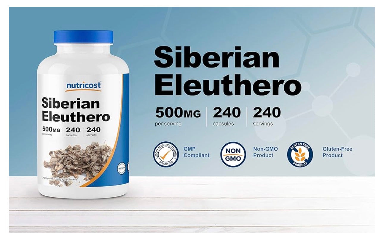 Nutricost Siberian Eleuthero 2000mg | Adaptogen | Supports Your Body's Natural Ability to Adapt to the Stress of Everyday Life | 240 Capsules; Exp 08/2028