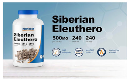 Nutricost Siberian Eleuthero 2000mg | Adaptogen | Supports Your Body's Natural Ability to Adapt to the Stress of Everyday Life | 240 Capsules; Exp 08/2028