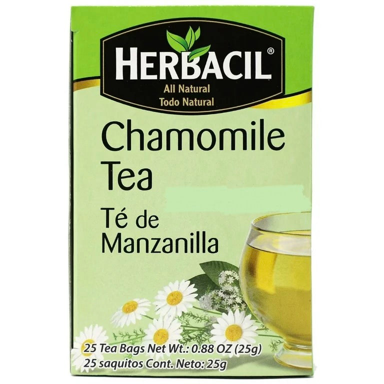 Herbacil Chamomile Tea | Calming Tea for Sleep Time | Caffeine-Free | 25 Tea Bags; Exp 10/2029 ❗️ROUGH PACK 👉🏽Check Last Picture