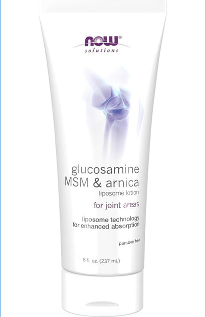 NOW Glucosamine, MSM & Arnica Liposome Lotion | Soothing Formula For Joint Pain | Enhanced Absorption | 8oz/237ml; Exp 07/2028