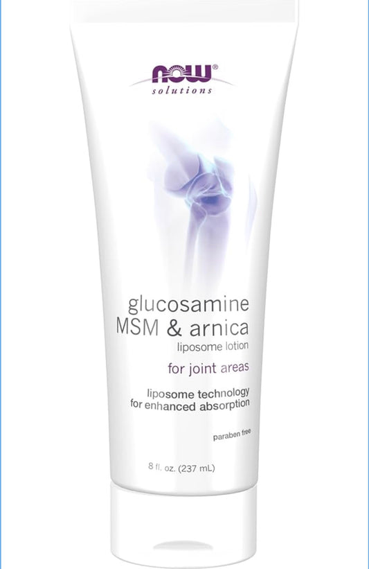 NOW Glucosamine, MSM & Arnica Liposome Lotion | Soothing Formula For Joint Pain | Enhanced Absorption | 8oz/237ml; Exp 07/2028